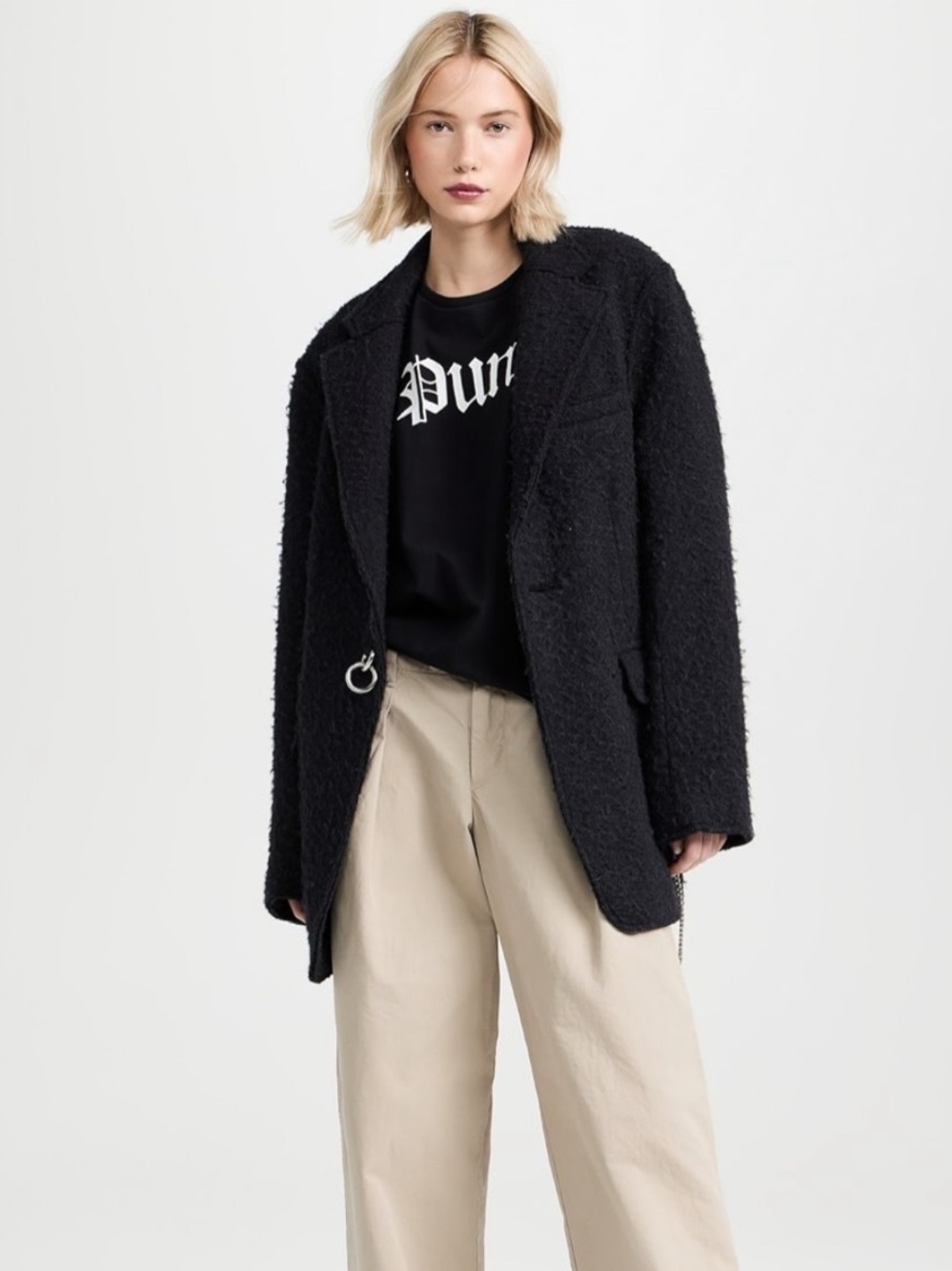 Raw Cut Ragged Black Wool Blazer $895 usd NWT